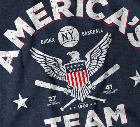 Image of America's Team - Navy Vintage T-shirt - Bronx Baseball
