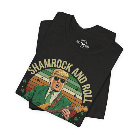 Image of Shamrock & Roll - Trump St Patrick's Day Tshirt - Black - MAGA - Irish - St Paddy's Day