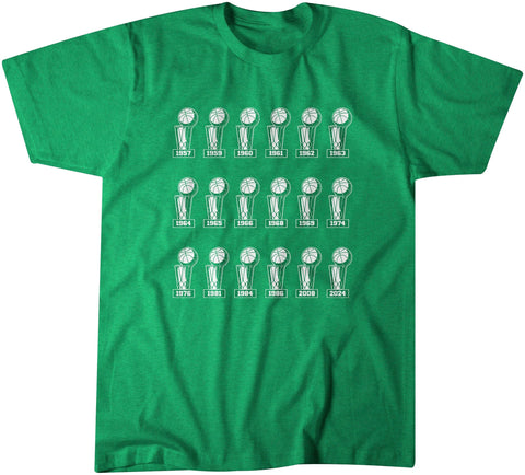 Image of Boston Championship Trophies - Vintage T-shirt - Boston Basketball