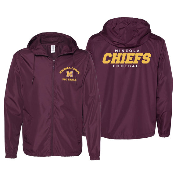 Mineola Chiefs Football Maroon Wind Jacket1