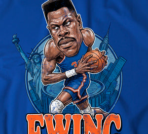 Ewing Retro Caricature T-shirt - Blue - New York Basketball