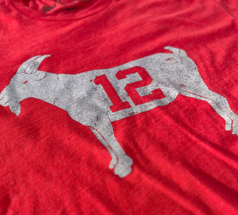 Image of "GOAT 12" Red Tampa Bay T-shirt